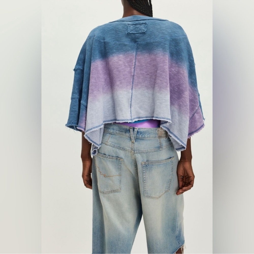 Free People We The Free After Midnight Washed Tie Dye Ombré Oversized Tee - Picture 3 of 5